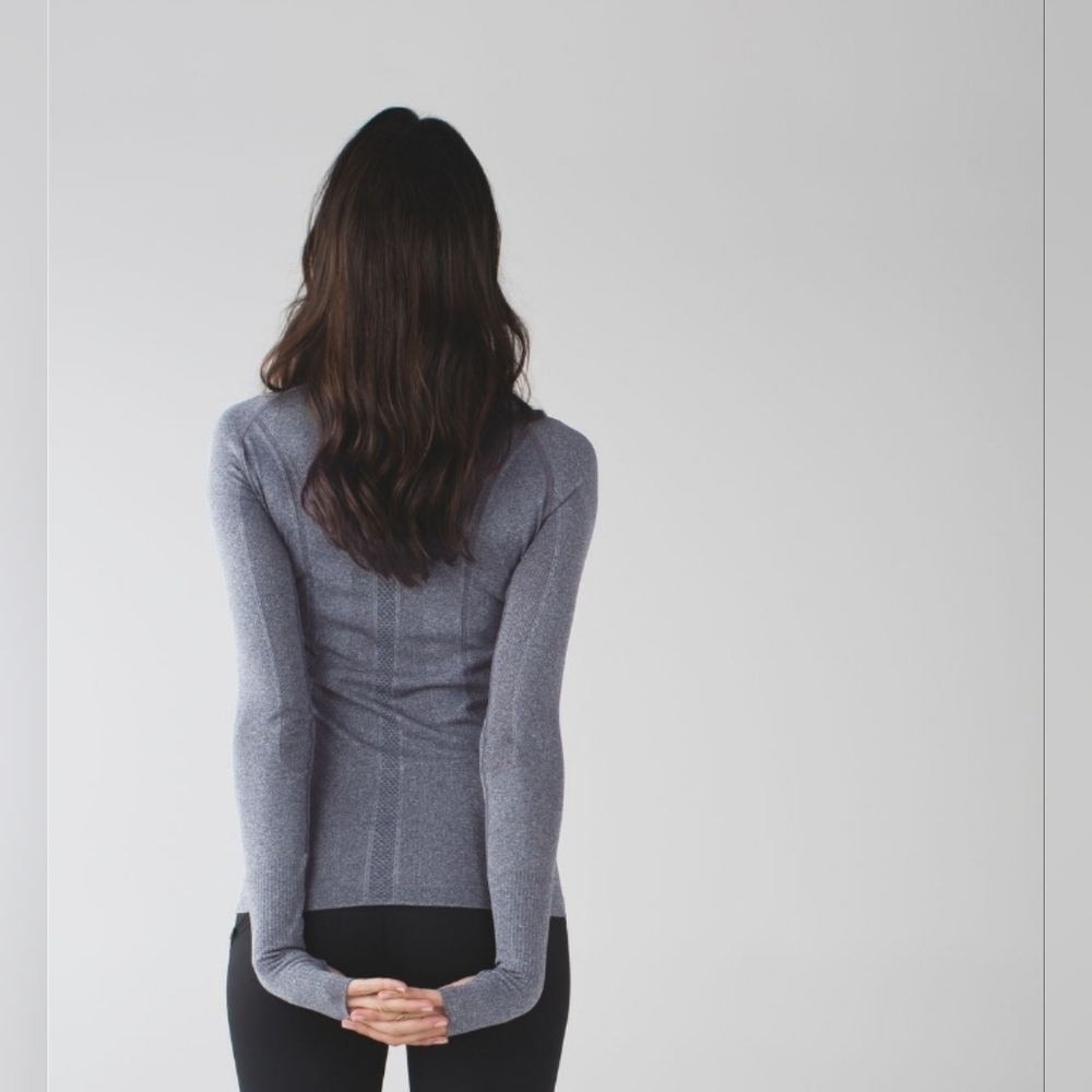 Lululemon Swiftly Tech Long Sleeve Heathered Black Size 10 - Picture 2 of 6